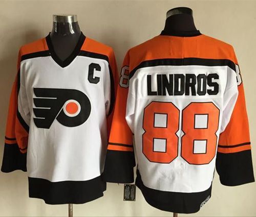 Flyers #88 Eric Lindros White/Black CCM Throwback Stitched NHL Jersey